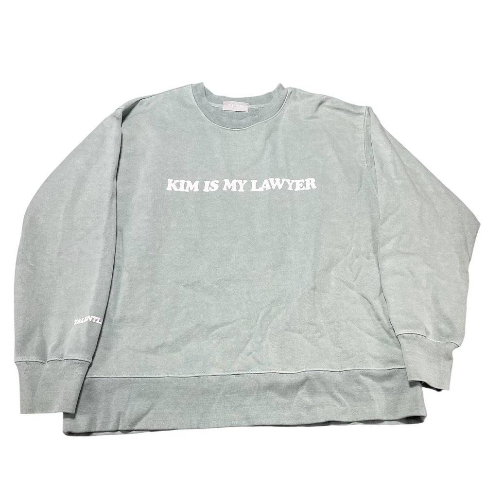 Talentless Kim Is My Lawyer Sweatshirt Womens S/M Green Graphic Fleece Crewneck